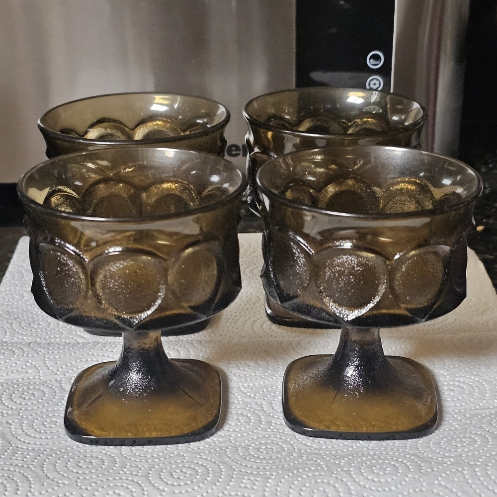 Vintage 1970's Noritake Spotlight Walnut Brown Sherbert Glasses